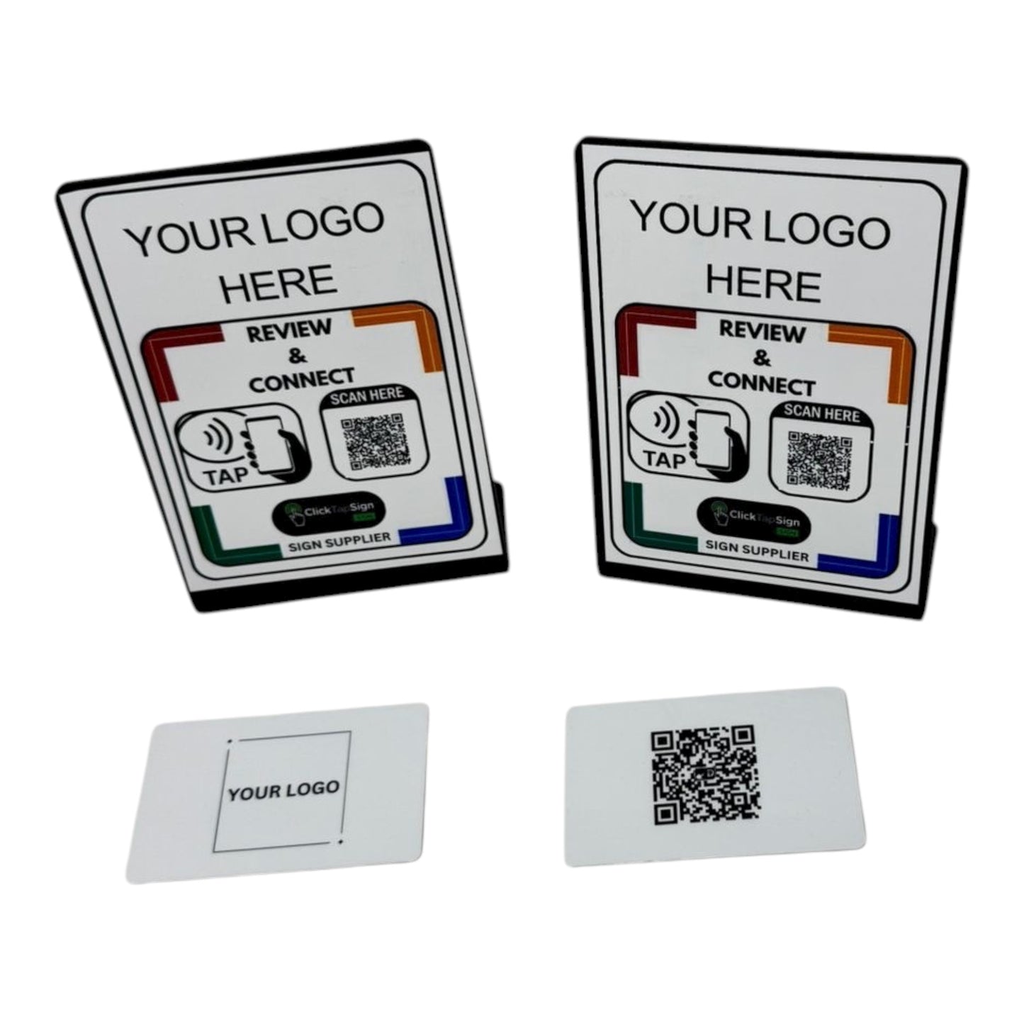 2 Smart Review and connect A6 sign & 2 NFC Business Card with Custom Logo