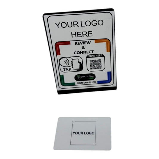 1 Smart Review and connect A6 sign & 1 NFC Business card with custom logo